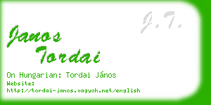 janos tordai business card