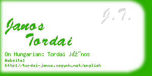 janos tordai business card